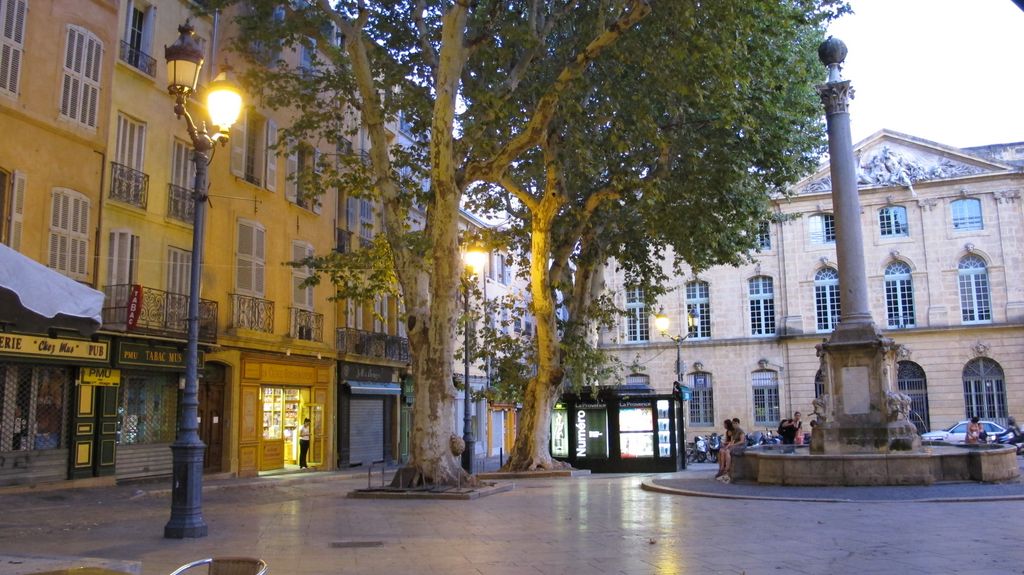 Aix-en-Provence, old city at night, by the city hall
