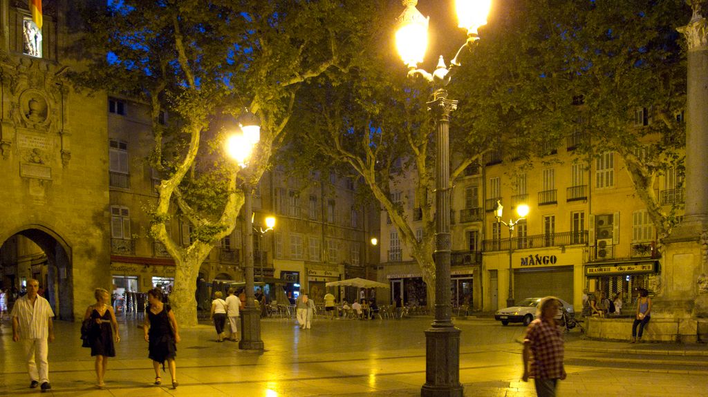 Aix-en-Provence, old city at night, by the city hall