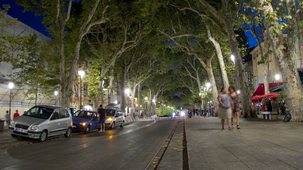 Aix-en-Provence, old city at night, Cours Mirabeau