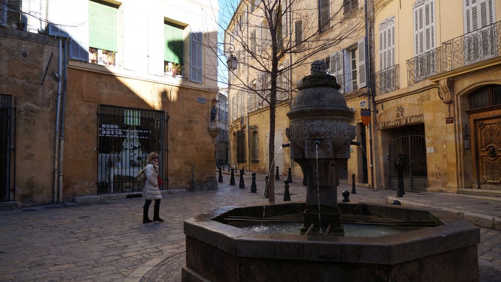 Old city of Aix-en-Provence, on a beautiful winter day