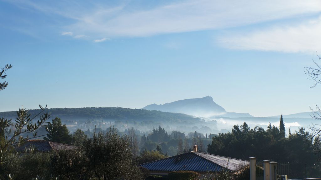 Misty St. Victoire on an otherwise bright winter day