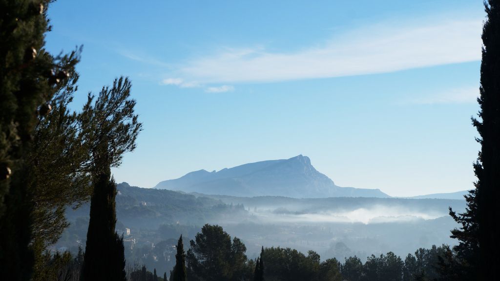 Misty St. Victoire on an otherwise bright winter day