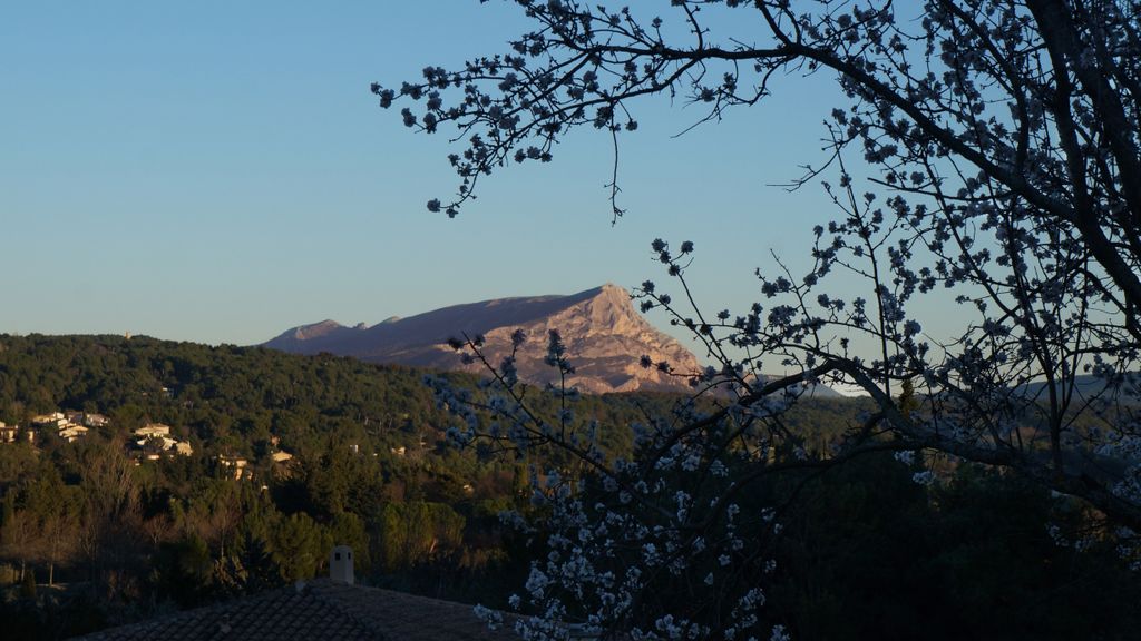 The Sainte Victoire with late afternoon lights in January