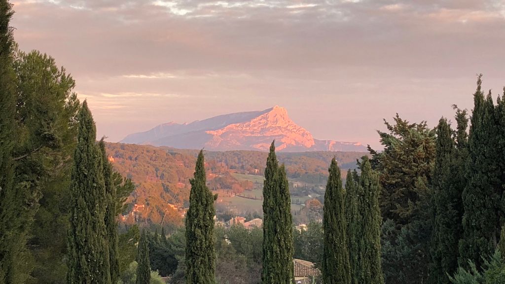 St. Victoire at January dusk, seen from Aix-en-Provence