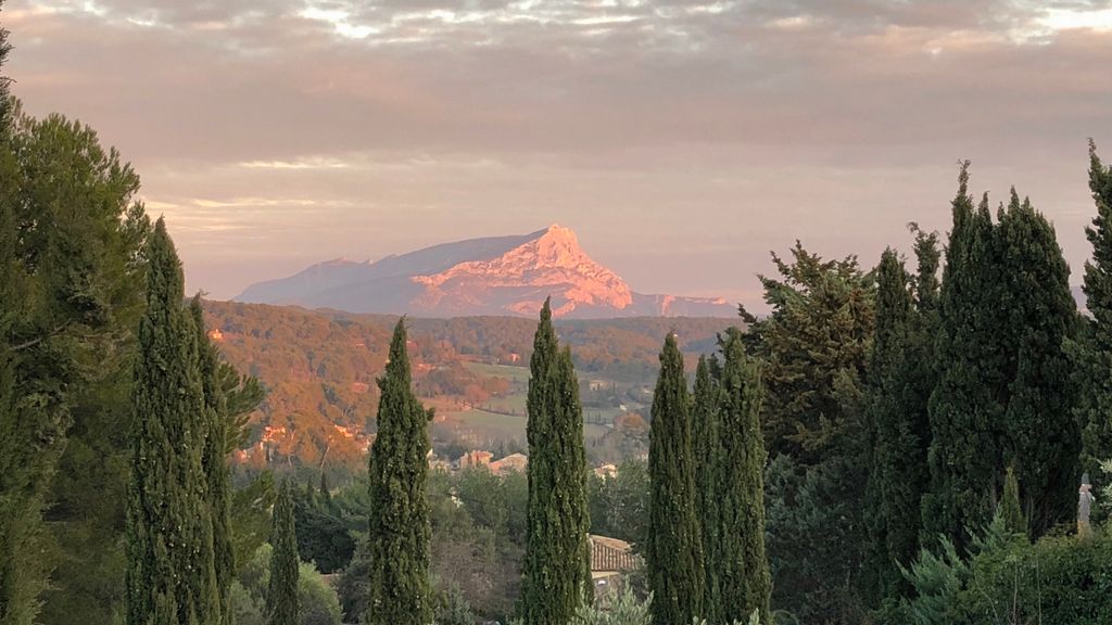 St. Victoire at January dusk, seen from Aix-en-Provence