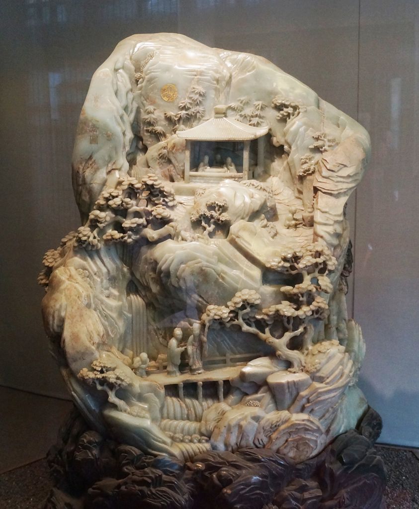 A landscape carved into a huge piece of jade, Forbidden City, Beijing