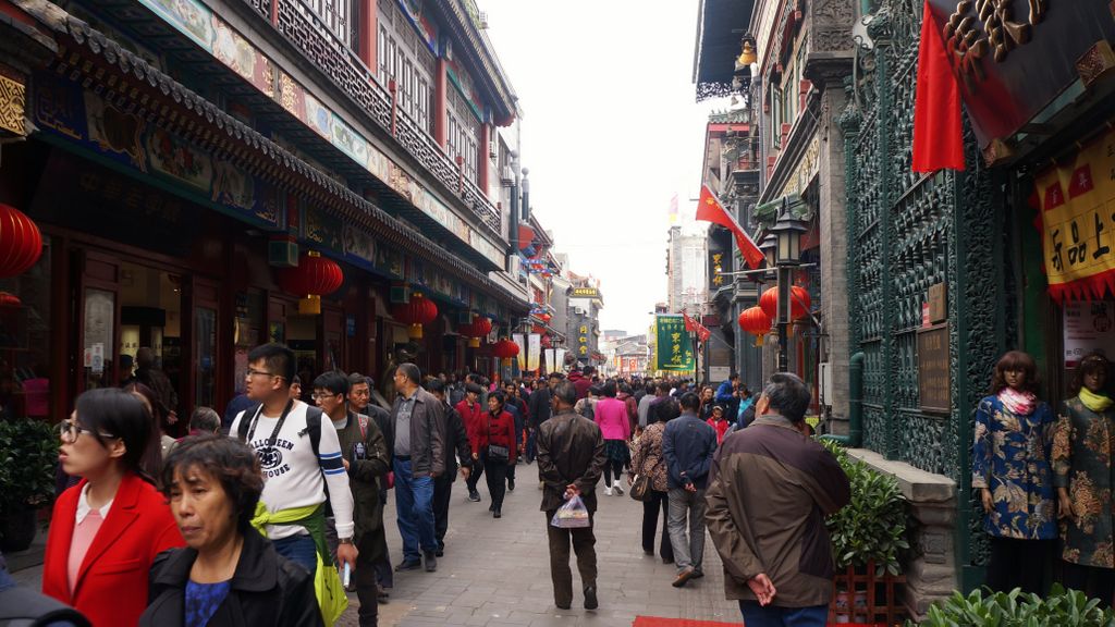 Streets of Beijing around Qianmen street (a traditional hutong area in the process of renewal and rehabilitation)