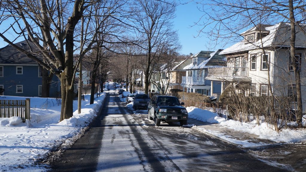 Roslindale, Boston, on a beautiful winter day