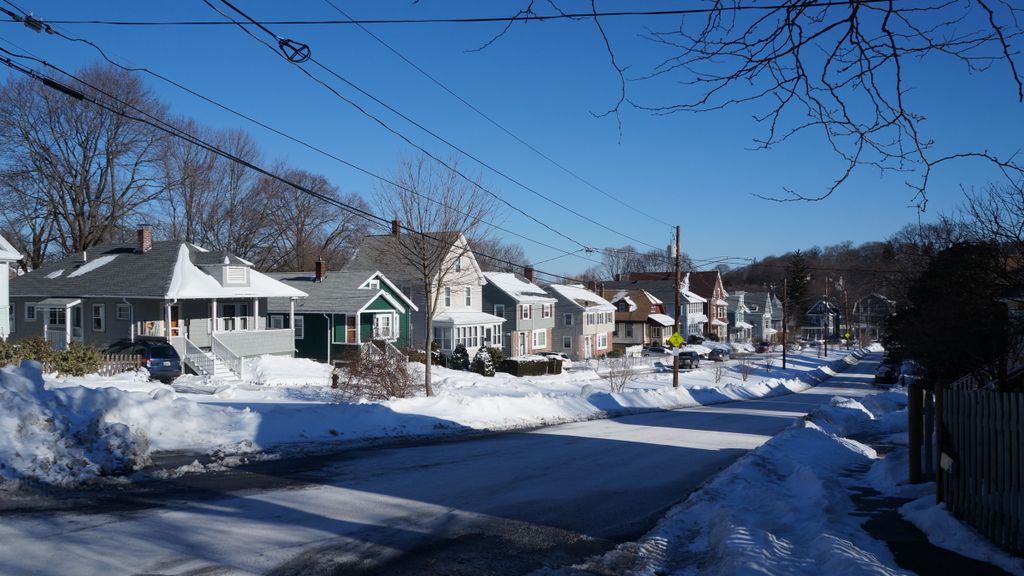 Roslindale, Boston, on a beautiful winter day