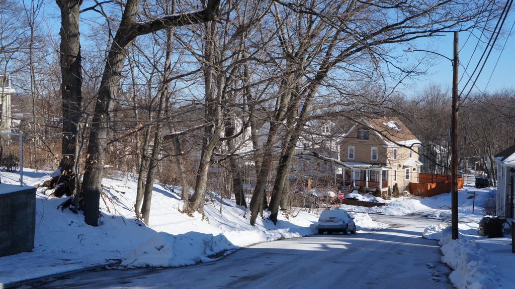 Roslindale, Boston, on a beautiful winter day