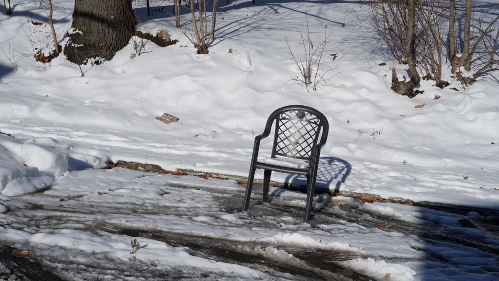 This is not a chair... it is a parking lot reservation after a big snow, Boston style (in Roslindale, Boston)