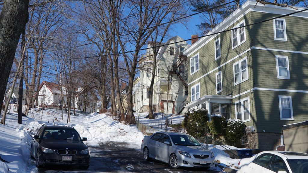 Roslindale, Boston, on a beautiful winter day