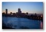 Boston at dawn, seen from Cambridge