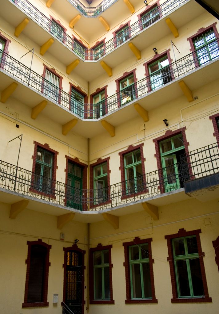 Most of the old buildings in Budapest have an internal courtyard; it is up to the resident how they keep it...
