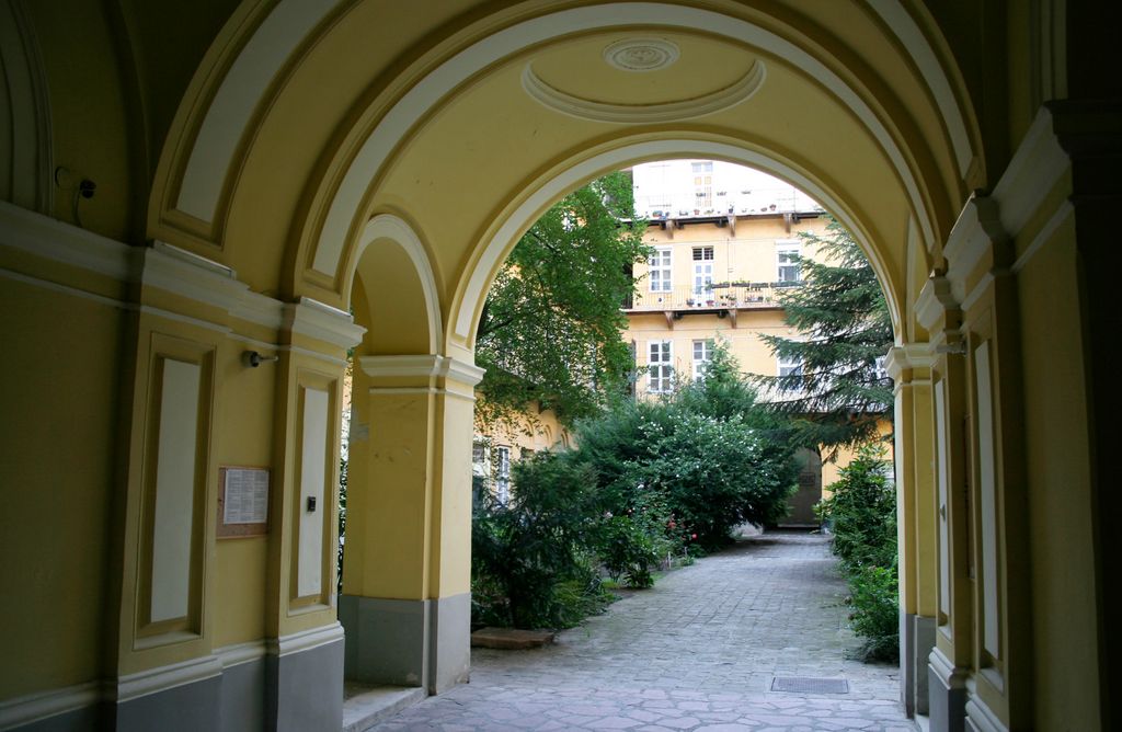 Most of the old buildings in Budapest have an internal courtyard; it is up to the resident how they keep it...