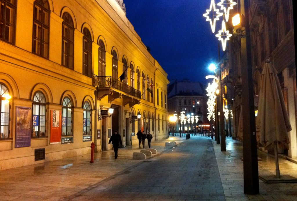 Kecskeméti Street, in Xmas lights, Budapest