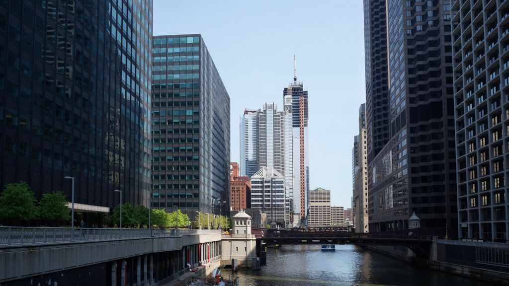 Along the Chicago River in Chicago Loop (Business area)