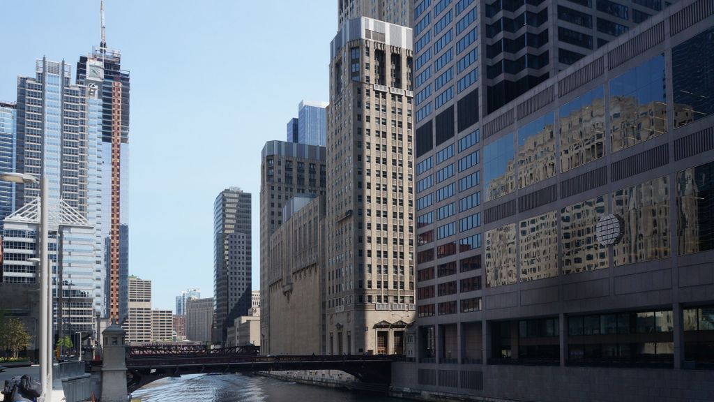 Along the Chicago River in Chicago Loop (Business area)