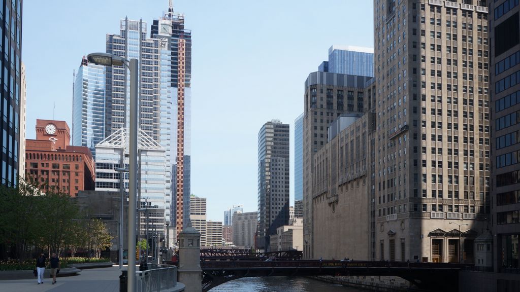 Along the Chicago River in Chicago Loop (Business area)