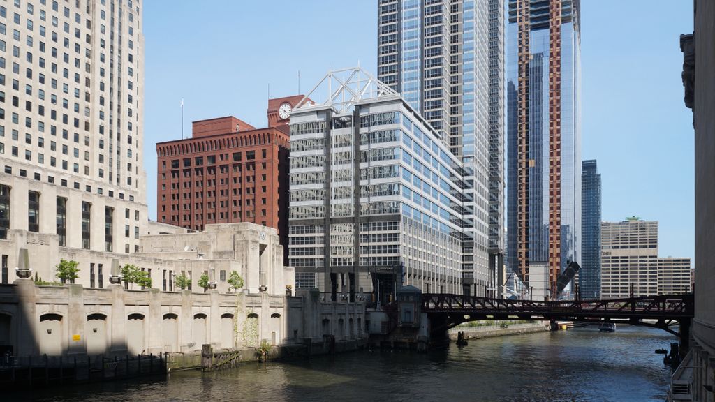 Along the Chicago River in Chicago Loop (Business area)