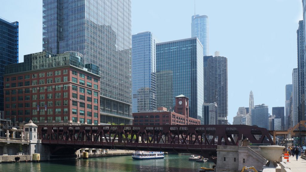 Along the Chicago River in Chicago Loop (Business area)