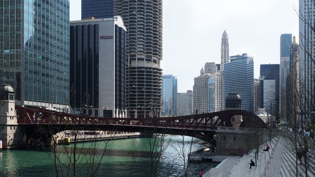 Along the Chicago River in Chicago Loop (Business area)