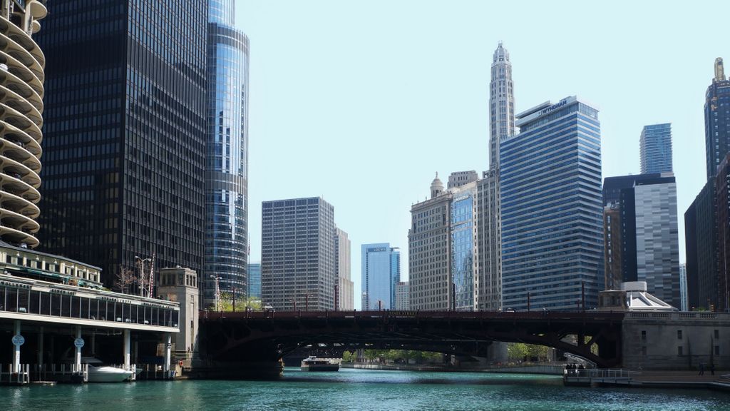 Along the Chicago River in Chicago Loop (Business area)