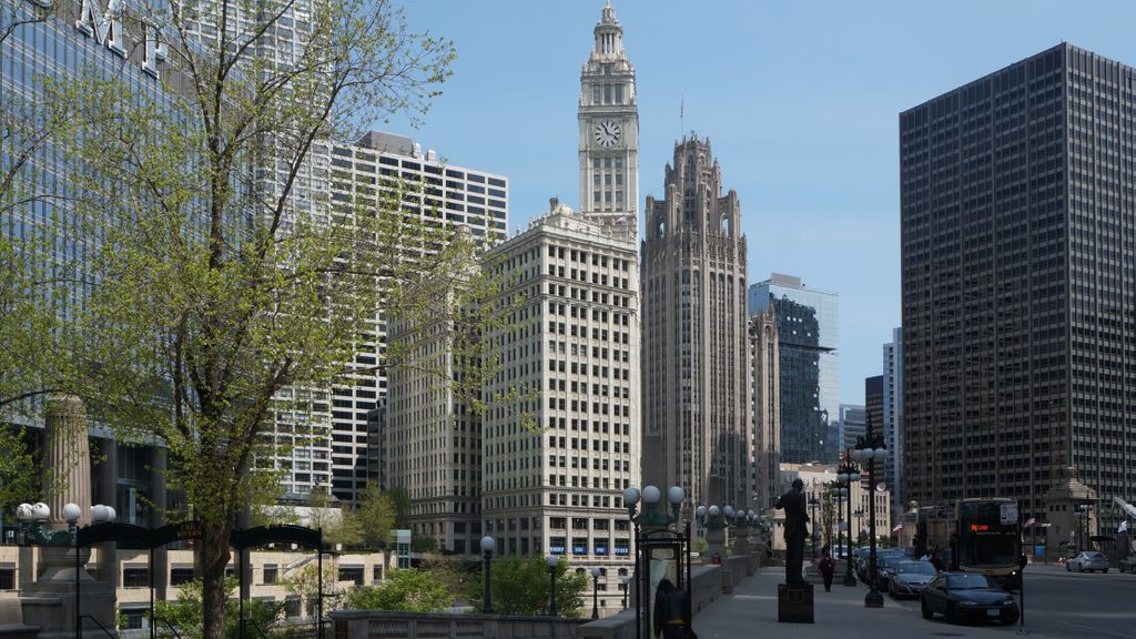 Along the Chicago River in Chicago Loop (Business area)