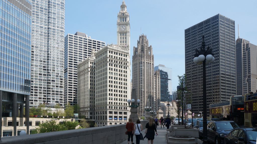 Along the Chicago River in Chicago Loop (Business area)