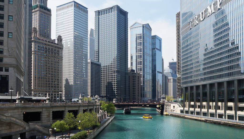 Along the Chicago River in Chicago Loop (Business area)