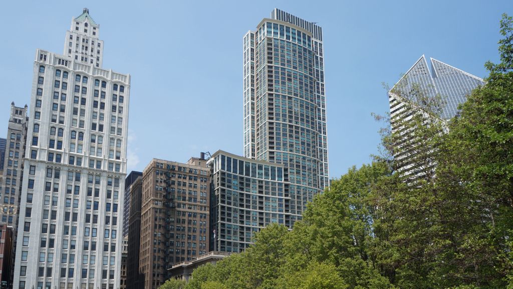 Michigan Avenue Skyline from Millenium Park, Chicago Loop