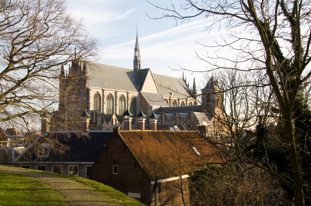 Leiden, view of the Hooglandse Kerk from the Burcht