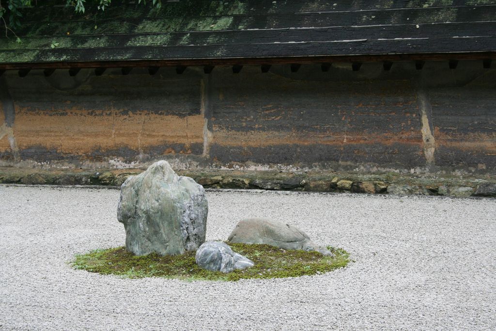 The famous rock garden of the Ryoan-ji temple, Kyoto, Japan