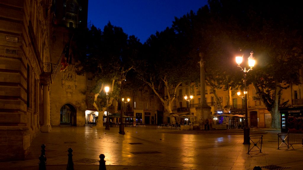 The old city of Aix-en-Provence at night...