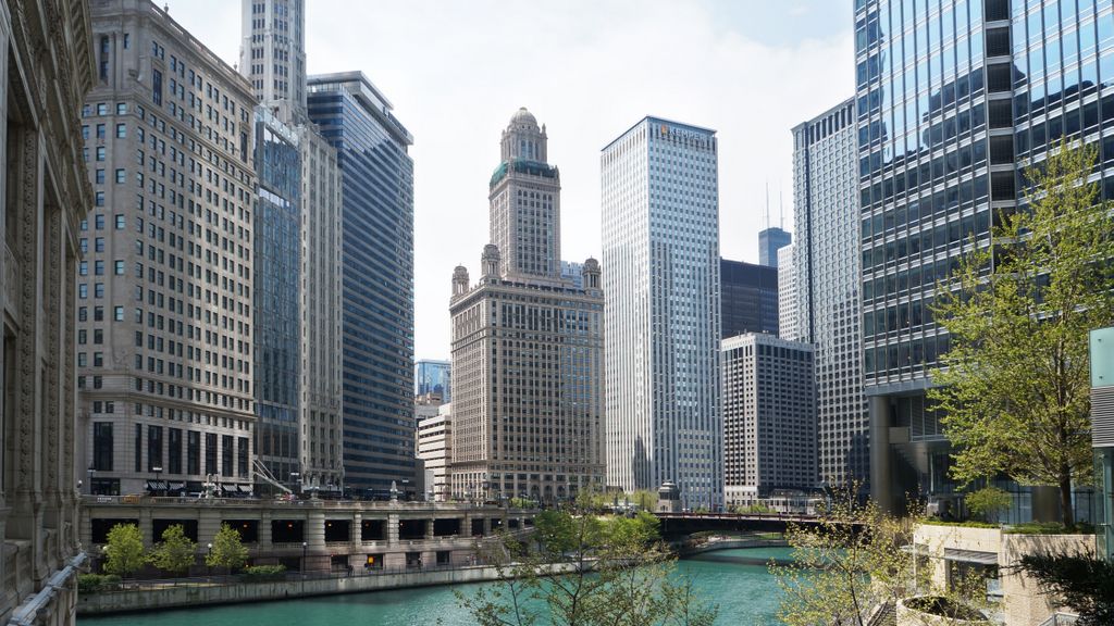 Along the Chicago River in Chicago Loop (Business area)