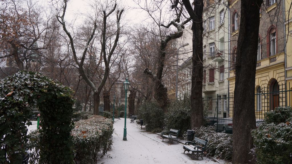 Károly Park in December, Budapest