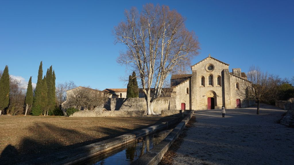 Silvacane Abbey, in La Roque-d'Anthéron, in winter lights