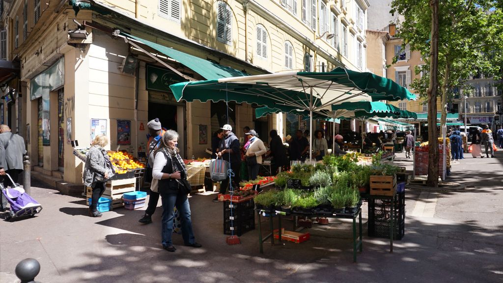 A busy, mainly north African market in Marseille