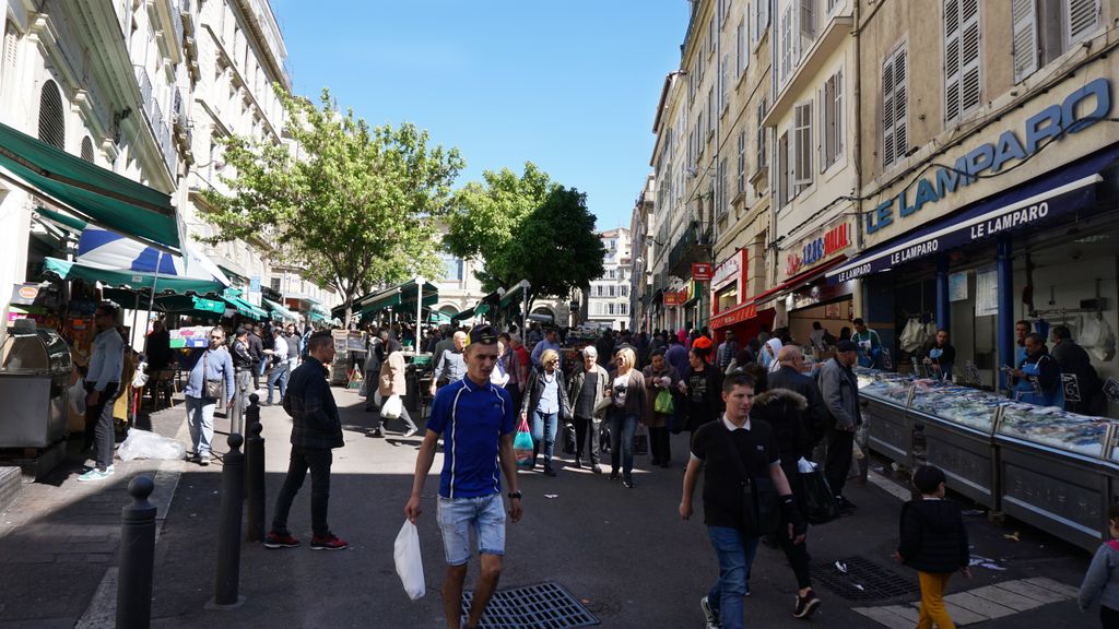 A busy, mainly north African market in Marseille