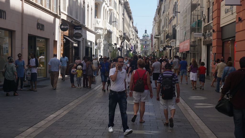 Busy streets in the center of Marseille