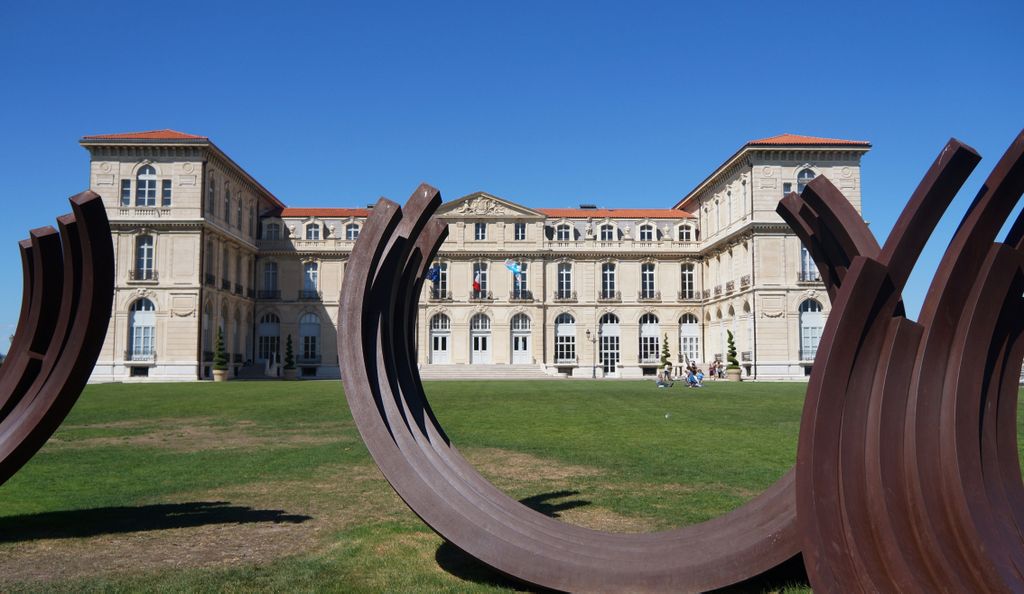 The Pharo Palace in Marseille, with an installation of Bernard Venet (