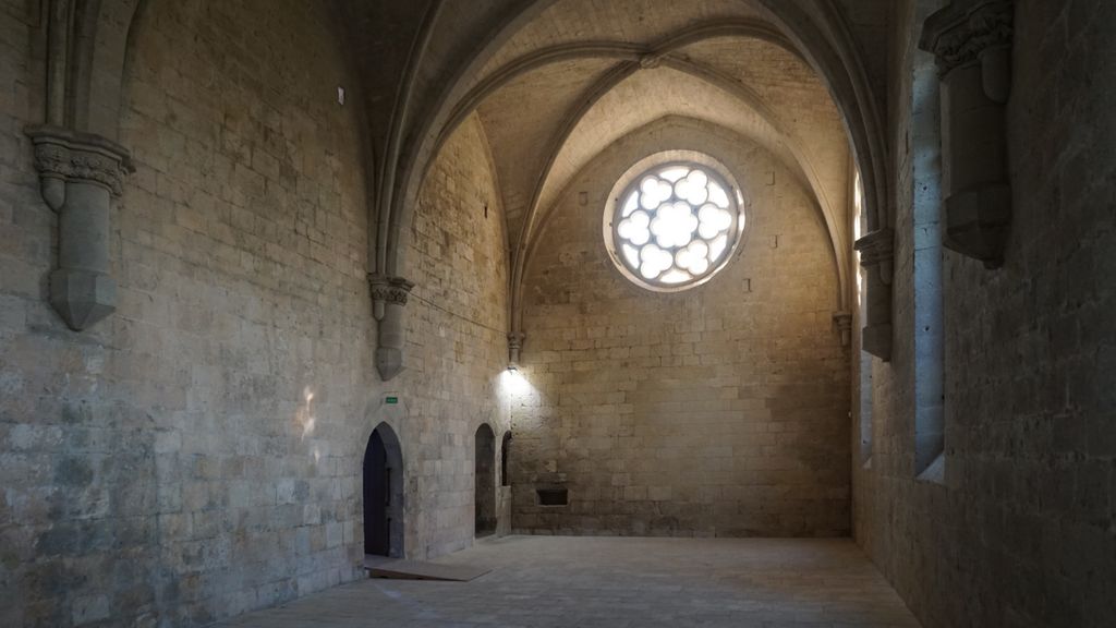 Silvacane Abbey, in La Roque-d'Anthéron, in winter lights