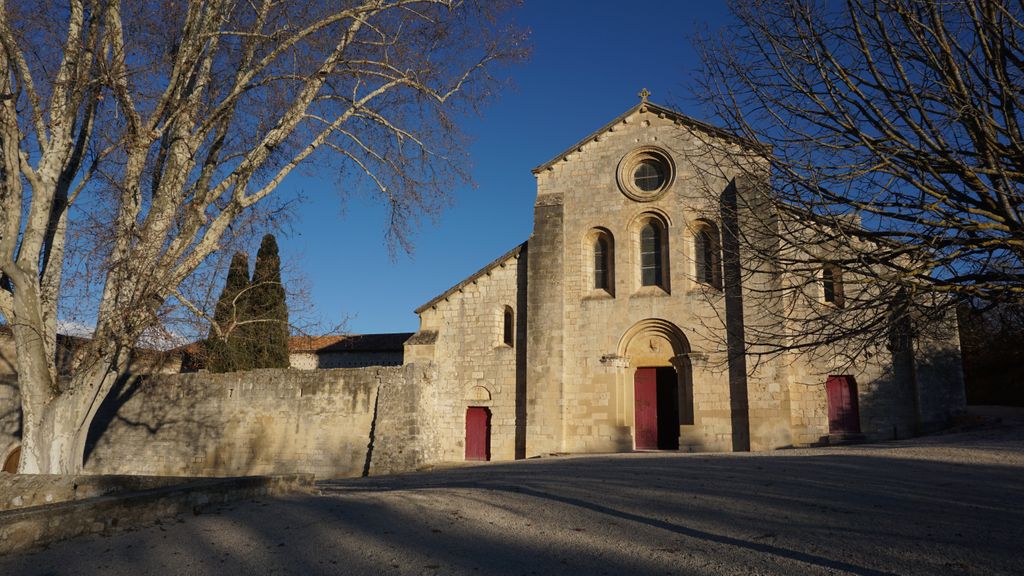 Silvacane Abbey, in La Roque-d'Anthéron, in winter lights