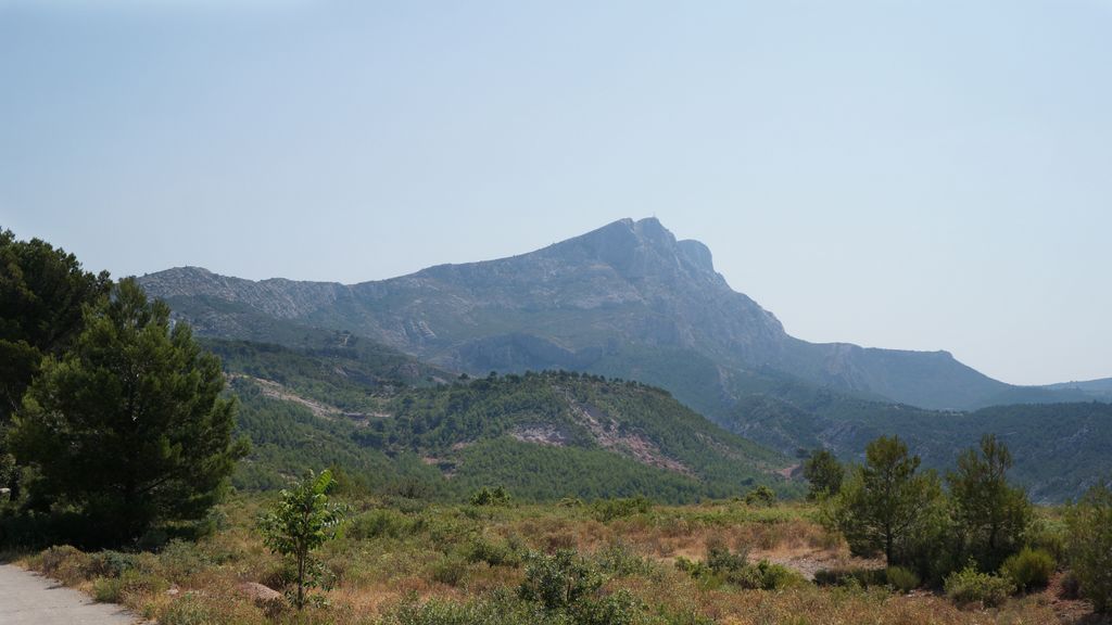 The road on the hills by St Victoire, nearby the Barrage de Bimon, nearby Aix-en-Provence