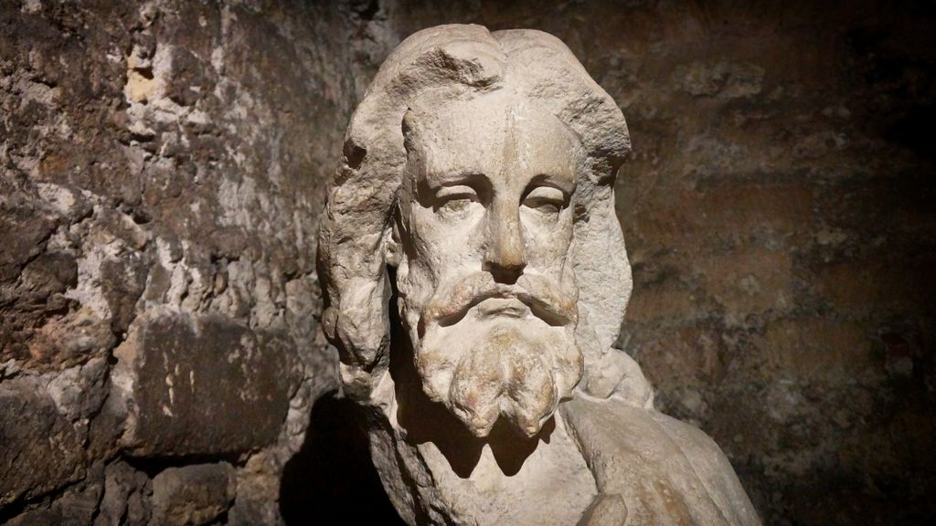 A statue in the St Victor Monastery, Marseille (not clear whose statue it is; the inscription just says 